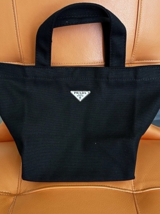 Prada Handbags - Prada Black Mini Tote with White Logo New No Tags Never Used